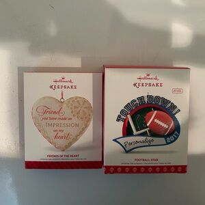 Two Hallmark Ornaments - Keepsake Heart and Football Ornaments